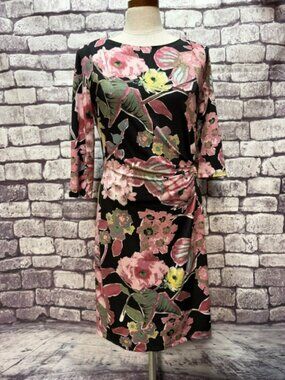 B-Slim Multicolored Floral Print Dress Size M